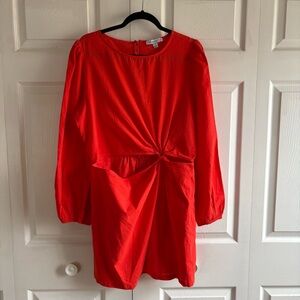 And Now This Cotton Cutout Long Sleeve Mini Dress Red XL Cruise Resort Urbalist